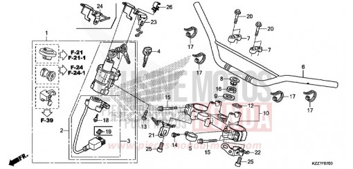 TUYAU DE GUIDON/PONT SUPERIEUR CRF250RLAK de 2019
